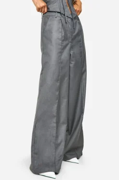 boohoo Pantalon à jambes larges avec détail de couture tissé à l'avant<Femme Pantalons|Tailleurs