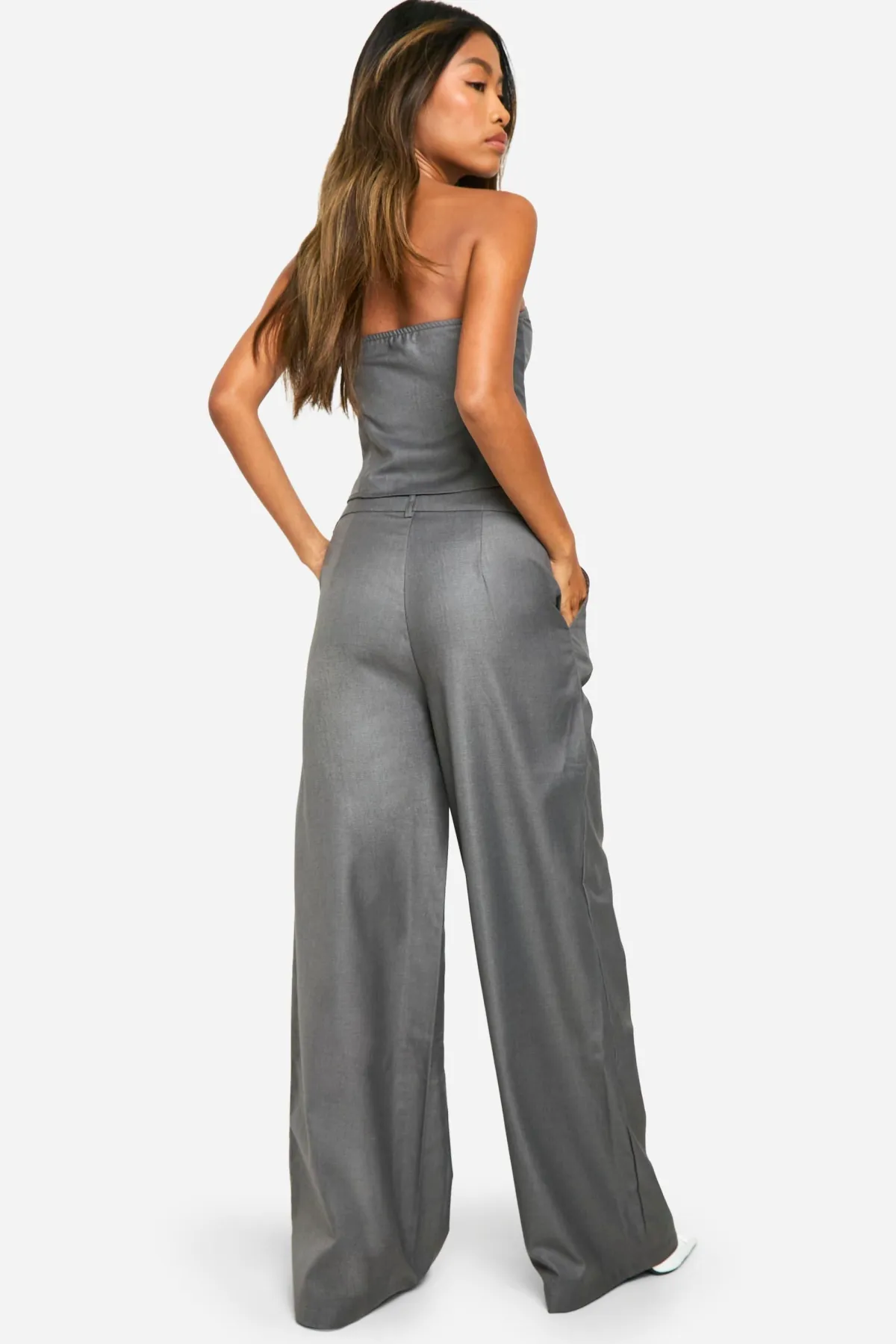 boohoo Pantalon à jambes larges avec détail de couture tissé à l'avant<Femme Pantalons|Tailleurs