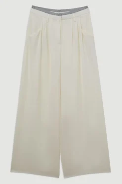 KarenMillen Pantalon à jambes larges avec détail de pli en crêpe sur mesure<Femme Pantalons|Tailleurs