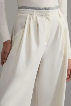 KarenMillen Pantalon à jambes larges avec détail de pli en crêpe sur mesure<Femme Pantalons|Tailleurs