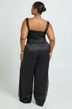 Pantalon à jambes larges avec insert en dentelle Plus