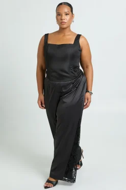 Pantalon à jambes larges avec insert en dentelle Plus