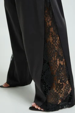 Pantalon à jambes larges avec insert en dentelle Plus