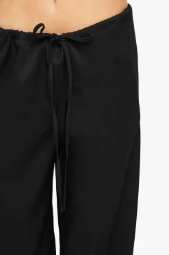Pantalon à jambes larges effet lin avec taille nouée