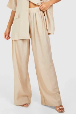 boohoo Pantalon à jambes larges, effet froissé texturé, coupe décontractée<Femme Pantalons|Tailleurs