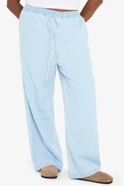 boohoo Pantalon à jambes larges en chambray avec cordon de serrage<Femme Pantalons
