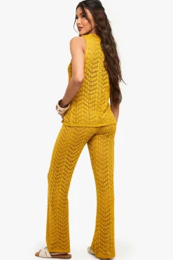 boohoo Pantalon à jambes larges en crochet<Femme Pantalons|Pulls Et Gilets