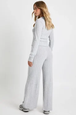 Pantalon à jambes larges en côtes brossées