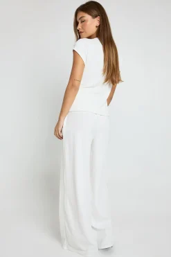 boohoo Pantalon à jambes larges en côtes froissées<Femme Pantalons