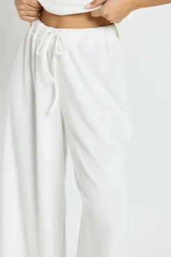 boohoo Pantalon à jambes larges en côtes froissées<Femme Pantalons