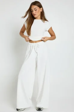 boohoo Pantalon à jambes larges en côtes froissées<Femme Pantalons