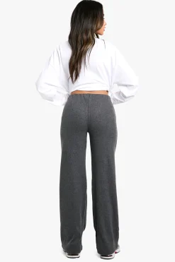 Pantalon à jambes larges en côtes brossées
