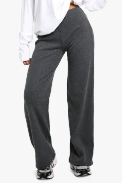 Pantalon à jambes larges en côtes brossées