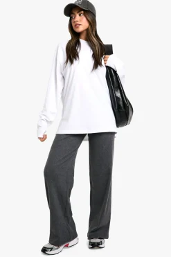 Pantalon à jambes larges en côtes brossées