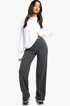 Pantalon à jambes larges en côtes brossées