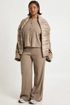 Pantalon à jambes larges en côtes brossées Plus