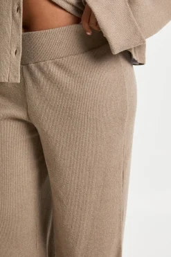Pantalon à jambes larges en côtes brossées Plus