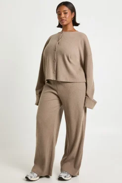 Pantalon à jambes larges en côtes brossées Plus