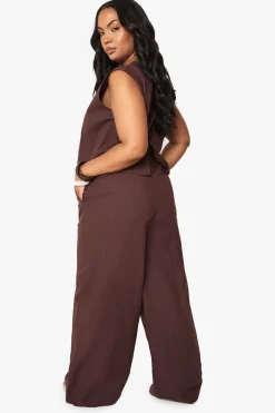 Pantalon à jambes larges en lin pour grandes tailles