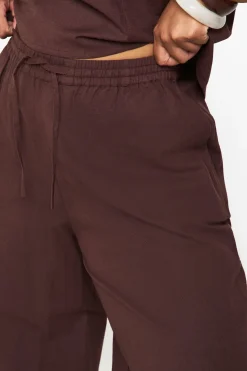 Pantalon à jambes larges en lin pour grandes tailles
