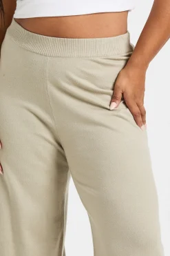 Pantalon à jambes larges en maille côtelée Plus