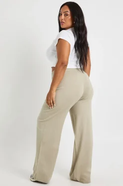 Pantalon à jambes larges en maille côtelée Plus
