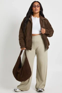 Pantalon à jambes larges en maille côtelée Plus