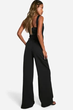 boohoo Pantalon à jambes larges en tissu assorti avec ceinture<Femme Pantalons|Tailleurs