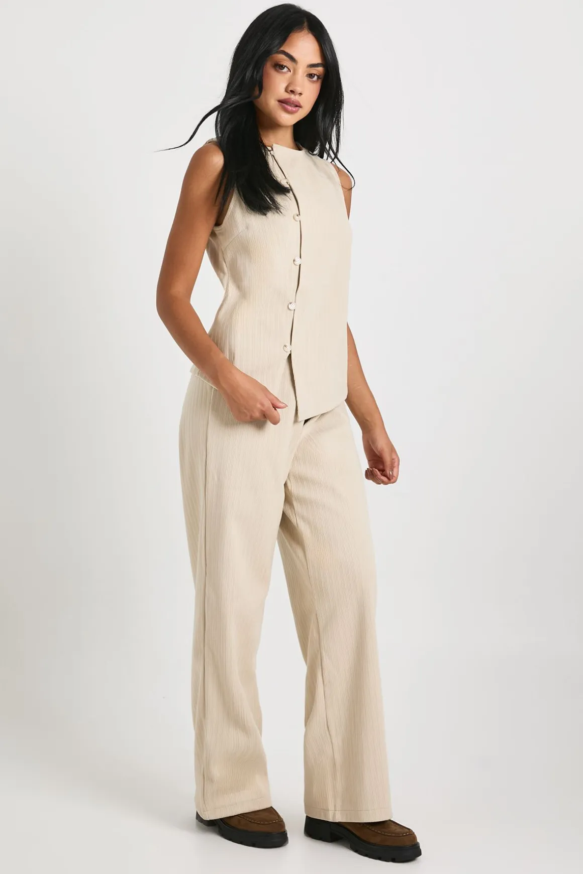 Pantalon à jambes larges en velours côtelé