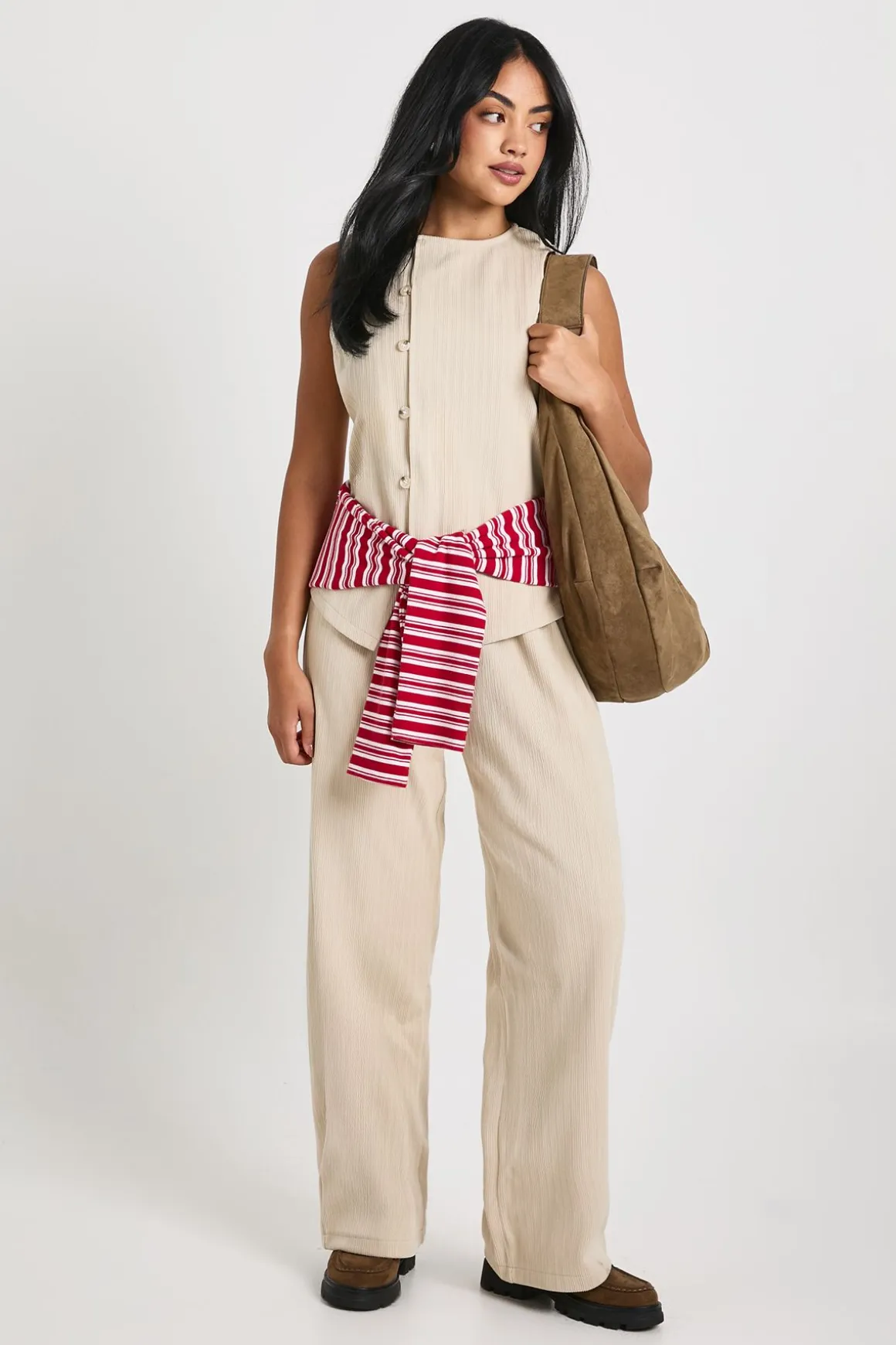 Pantalon à jambes larges en velours côtelé