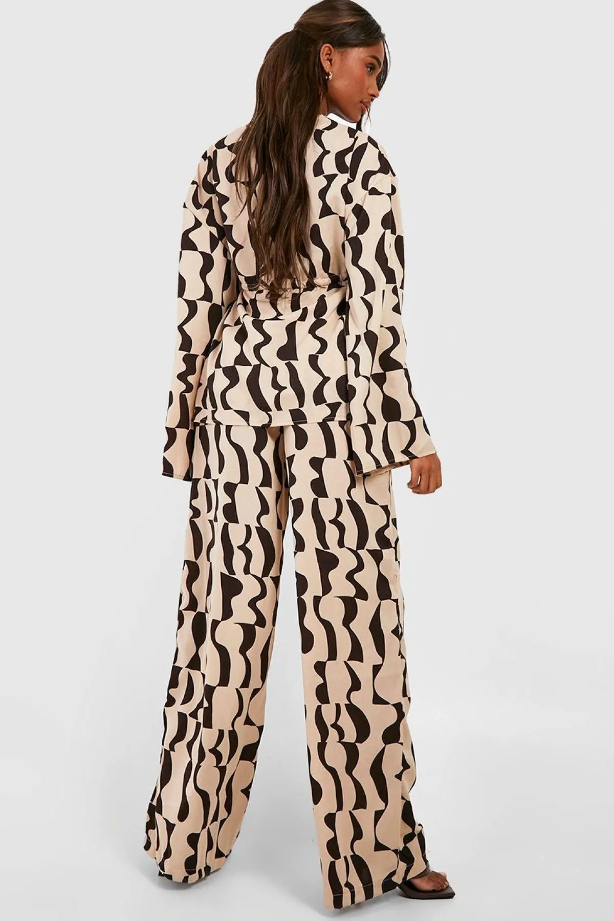 boohoo Pantalon à jambes larges à imprimé abstrait<Femme Pantalons