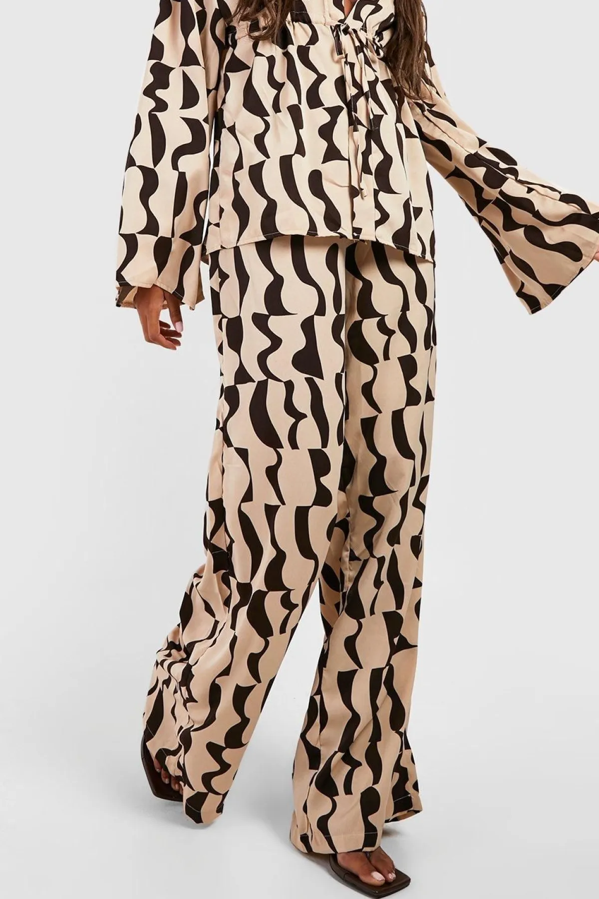 boohoo Pantalon à jambes larges à imprimé abstrait<Femme Pantalons