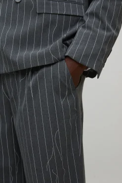 boohooMAN Pantalon à jambes larges à rayures décalées<Homme Costumes Et Tenues Formelles