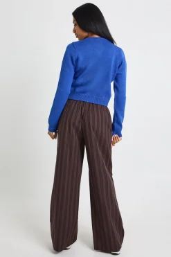 Pantalon à jambes larges à rayures mixtes