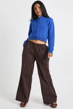 Pantalon à jambes larges à rayures mixtes