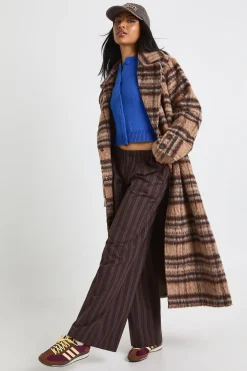 Pantalon à jambes larges à rayures mixtes