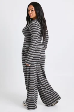 Pantalon à jambes larges à rayures Plus