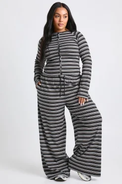 Pantalon à jambes larges à rayures Plus