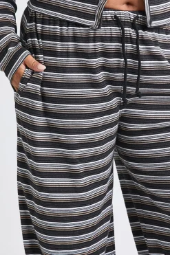 Pantalon à jambes larges à rayures Plus