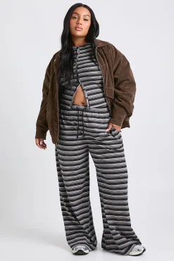 Pantalon à jambes larges à rayures Plus