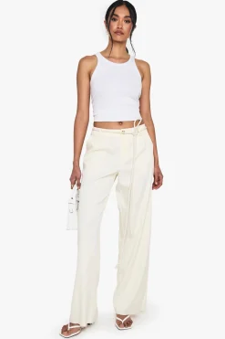 Pantalon à jambes larges sur mesure avec ourlet effiloché