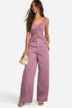 boohoo Pantalon à jambes larges taille mi-haute<Femme Pantalons