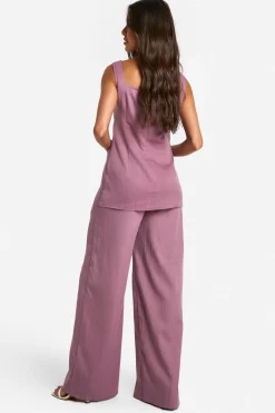 boohoo Pantalon à jambes larges taille mi-haute<Femme Pantalons