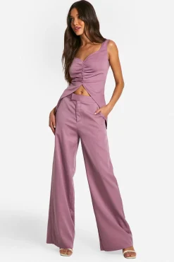 boohoo Pantalon à jambes larges taille mi-haute<Femme Pantalons