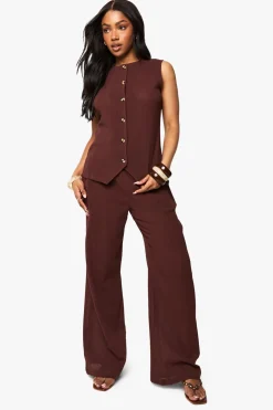 Pantalon à jambes larges à texture froissée