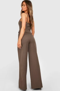 Pantalon à jambes larges texturé