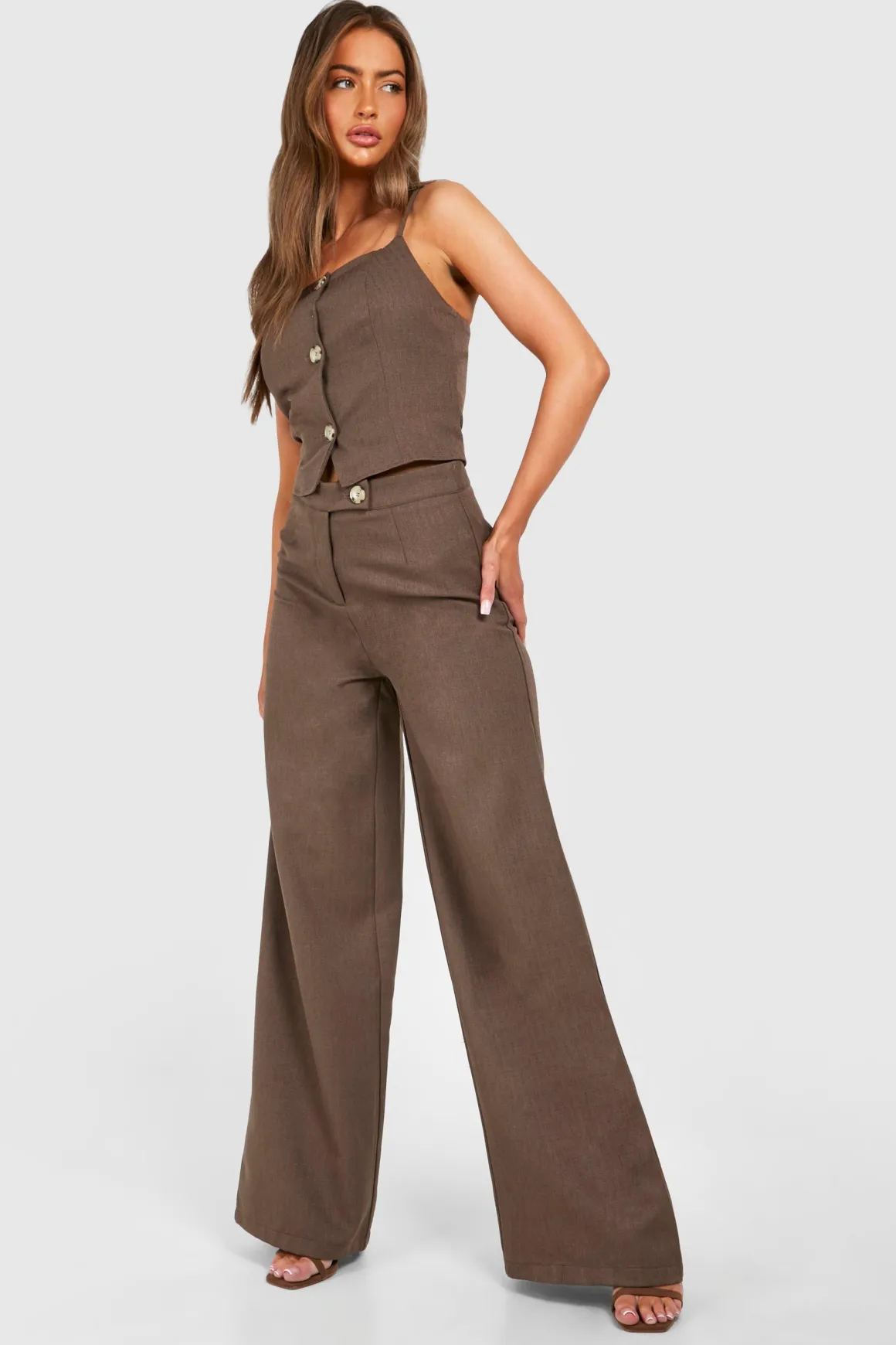Pantalon à jambes larges texturé
