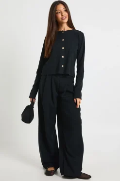 Pantalon à jambes larges texturé