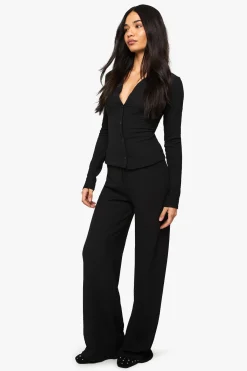 Pantalon à jambes larges texturé