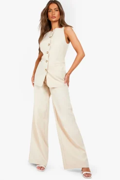 Pantalon à jambes larges texturé